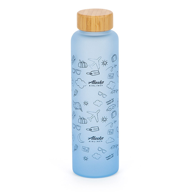 Alaska Airlines Glass Rincon Water Bottle - Blue 18 oz.