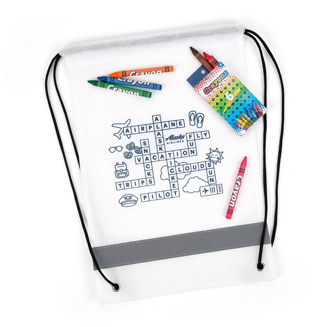 Alaska Airlines Crossword Kids Coloring Cinch Bag