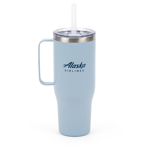 Alaska Airlines Light Blue 40 oz Tumbler with Handle