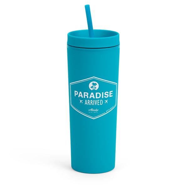 Alaska Airlines Turquoise Paradise Straw Tumbler