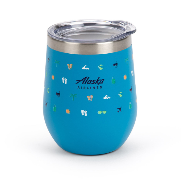 Alaska Airlines Turquoise Summer Icon Wine Tumbler - 11oz