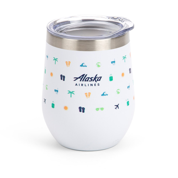 Alaska Airlines White Summer Icon Wine Tumbler - 11oz