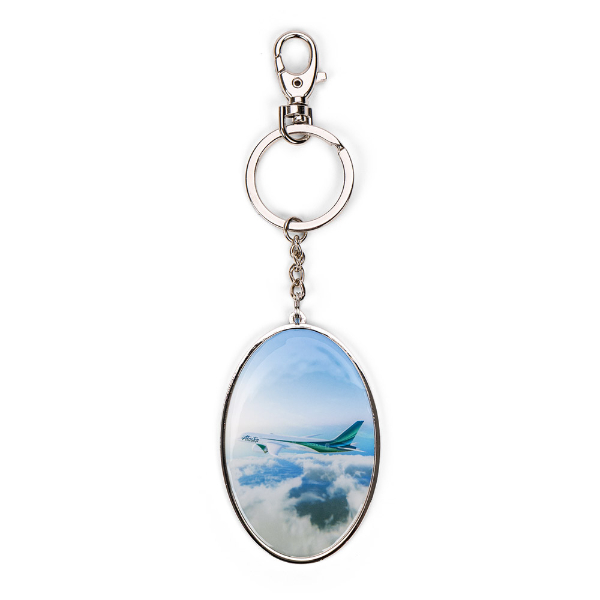 Alaska Airlines Round Global Aircraft Keychain