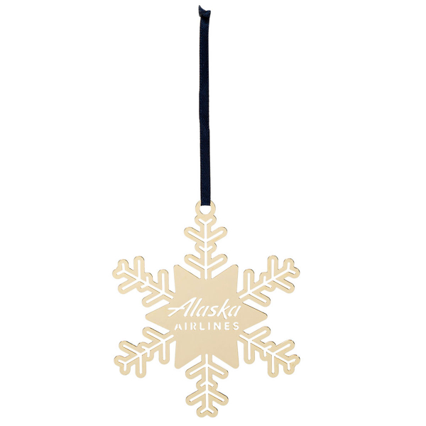 Alaska Airlines Brass Snowflake Ornament