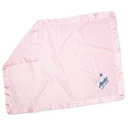 Alaska Airlines Satin Trim Baby Blanket - Pink