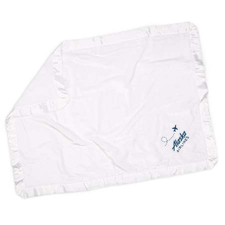 Alaska Airlines Satin Trim Baby Blanket - White