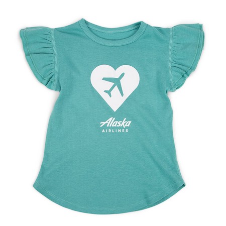 Alaska Airlines Toddler Airplane Heart Ruffle Tee