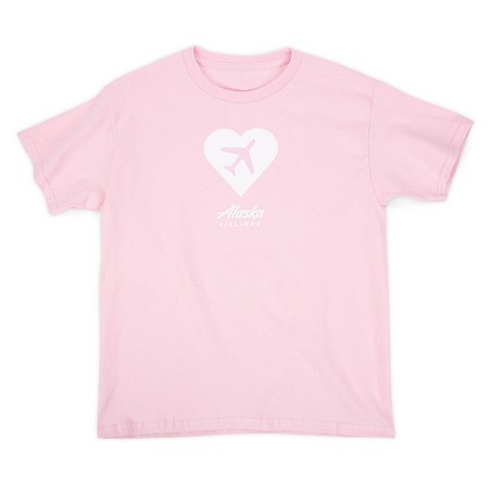 Alaska Airlines Youth Airplane Heart Pink Tee