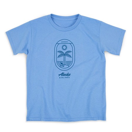 Alaska Airlines Youth Ready for Adventure Airports Blue Tee