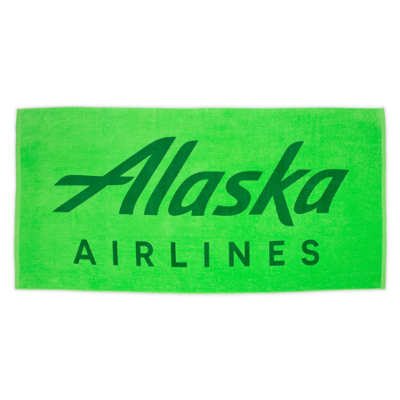 Alaska Airlines Lime Green Velour Beach Towel