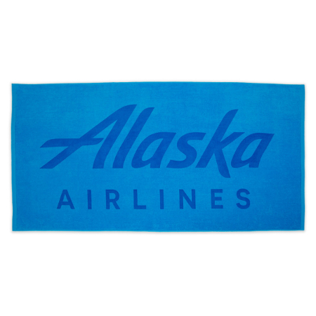 Alaska Airlines Light Blue Velour Beach Towel