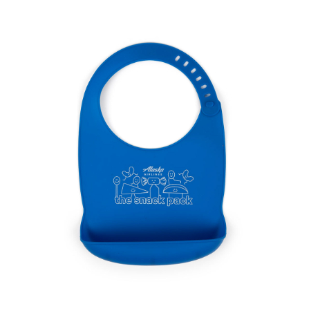 Alaska Airlines Blue Snack Pack Silicone Baby Bib