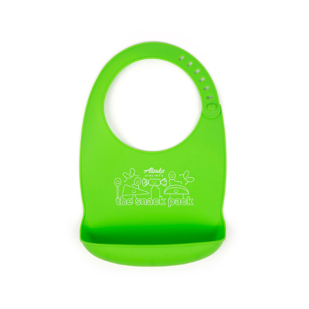 Alaska Airlines Green Snack Pack Silicone Baby Bib