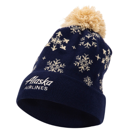 Alaska Airlines Winter Knit Beanie with Pom