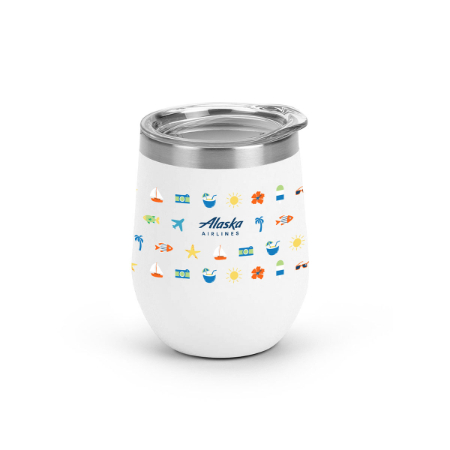 Alaska Airlines White Summer Icon Wine Tumbler - 11oz