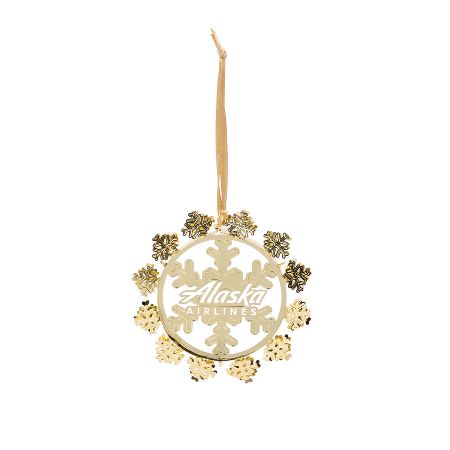 Alaska Airlines Metal Snowflake Ornament