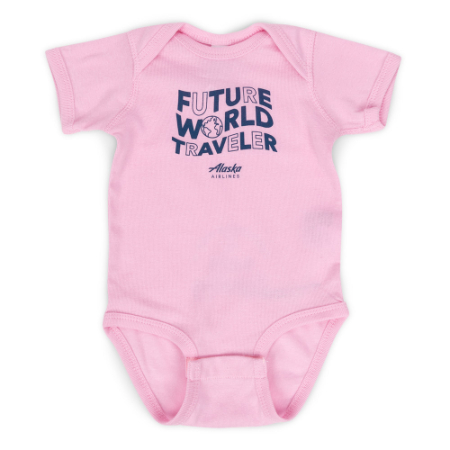 Alaska Airlines Future World Traveler Pink Onesie