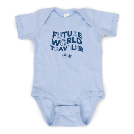 Alaska Airlines Future World Traveler Blue Onesie